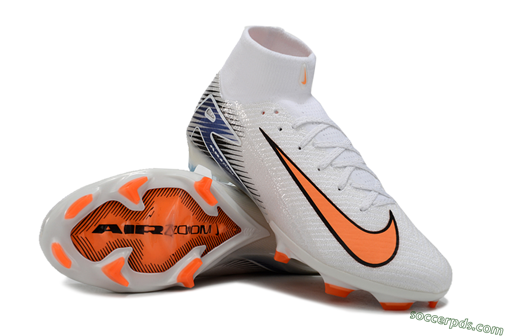 Nike Air Zoom Mercurial Superfly 10 Elite FG High-Tops Football Boots - White/Orange/Blue 3
