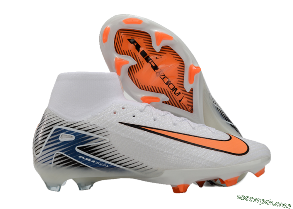 Nike Air Zoom Mercurial Superfly 10 Elite FG High-Tops Football Boots - White/Orange/Blue 1