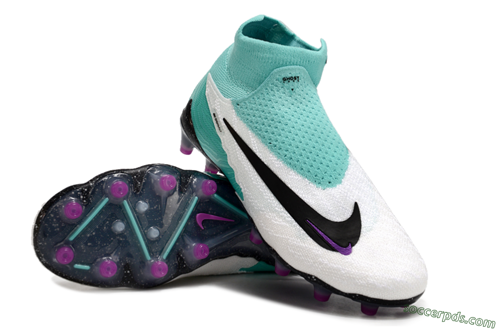 Nike Phantom GX Elite AG High-Tops Football Boots - White/Black/Jade/Purple 4