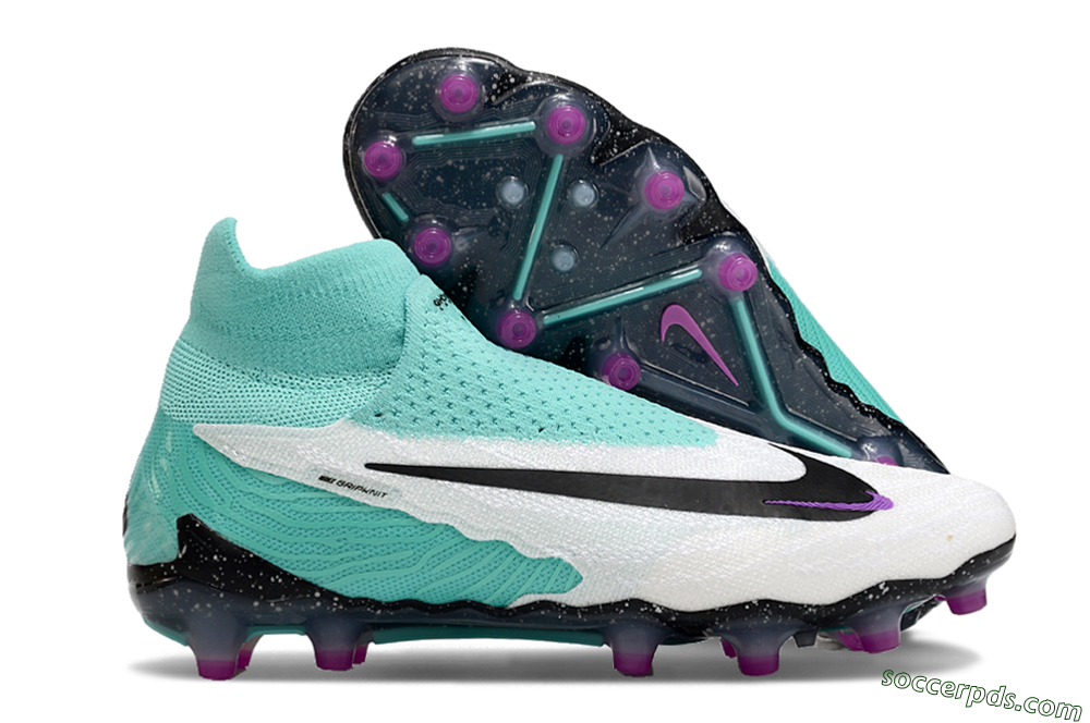 Nike Phantom GX Elite AG High-Tops Football Boots - White/Black/Jade/Purple 1