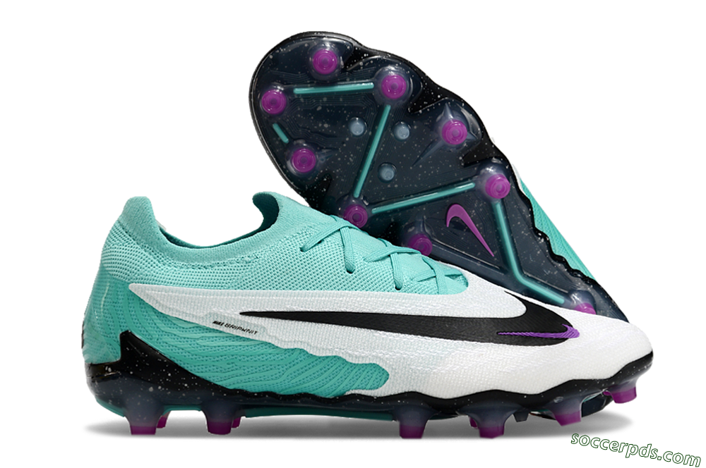 Nike Phantom GX Elite AG Low-Tops Football Boots - White/Black/Jade/Purple 1