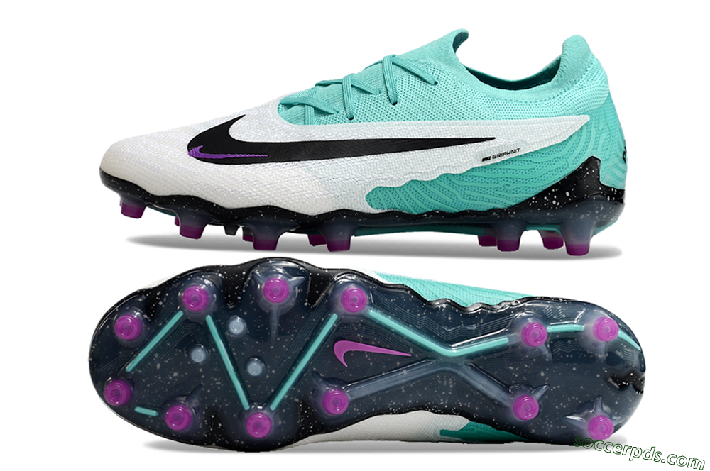 Nike Phantom GX Elite AG Low-Tops Football Boots - White/Black/Jade/Purple 0