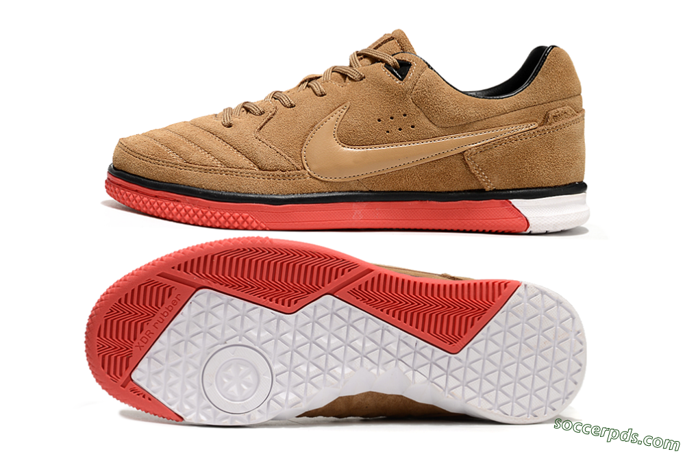 Nike Street Gato IC Low-Tops Football Shoes - Brown/Red/White 0