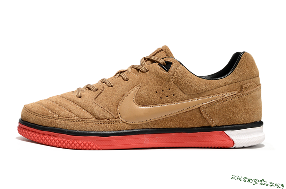 Nike Street Gato IC Low-Tops Football Shoes - Brown/Red/White 2