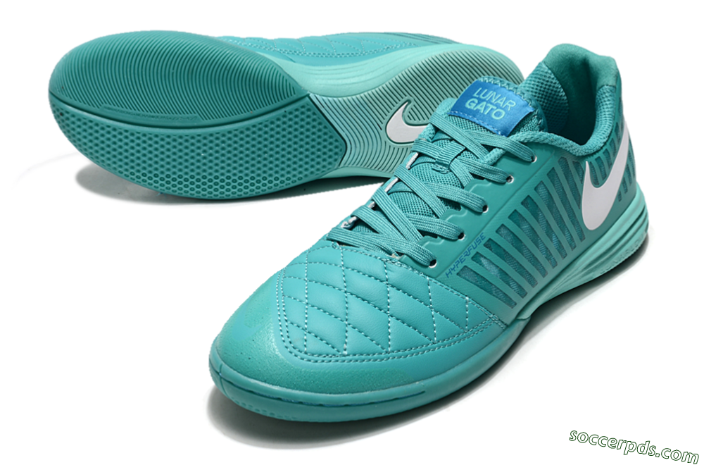 Nike Lunar Gato 2 IC Low-Tops Football Shoes - Jade/White 3