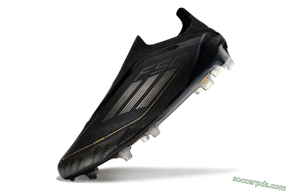 Adidas F50 Elite Laceless FG Low-Tops Football Boots - Black/Silver/Gold 5
