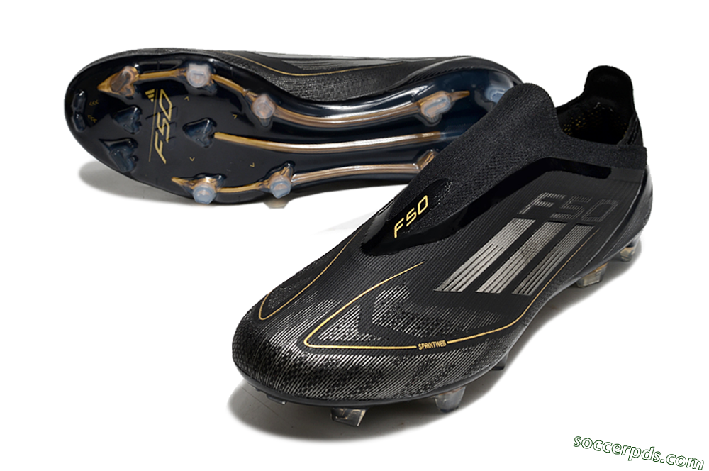 Adidas F50 Elite Laceless FG Low-Tops Football Boots - Black/Silver/Gold 3