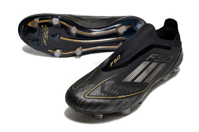 Adidas F50 Elite Laceless FG Low-Tops Football Boots - Black/Silver/Gold