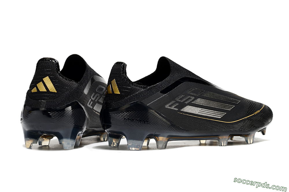 Adidas F50 Elite Laceless FG Low-Tops Football Boots - Black/Silver/Gold 6