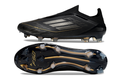 Adidas F50 Elite Laceless FG Low-Tops Football Boots - Black/Silver/Gold
