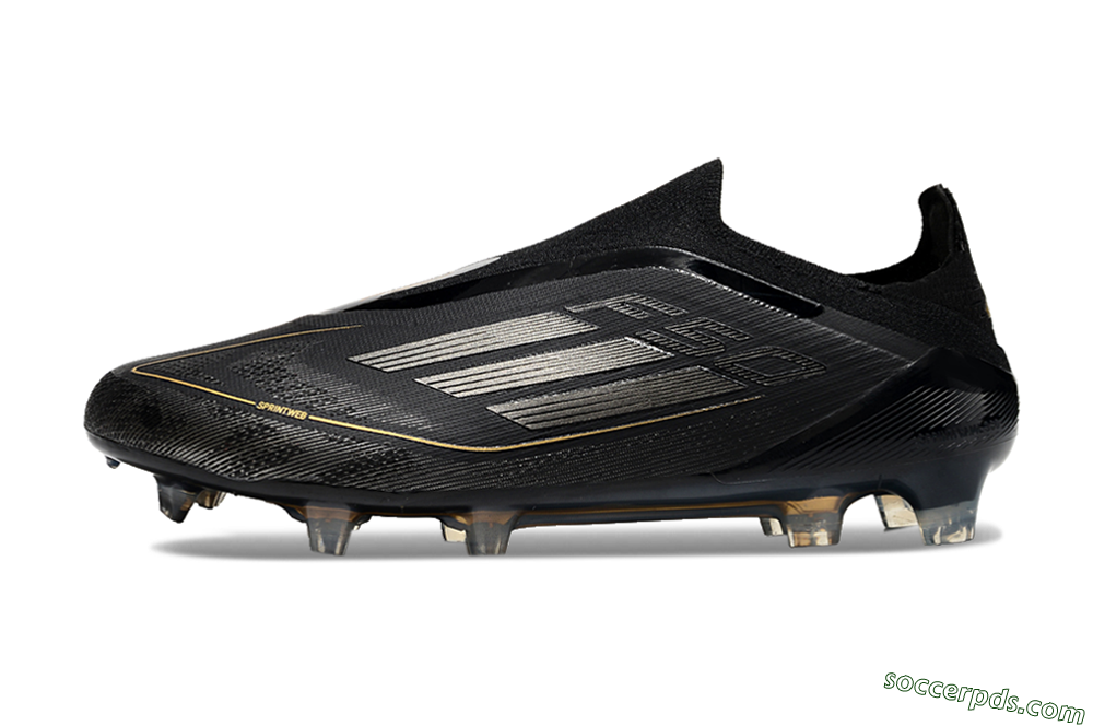 Adidas F50 Elite Laceless FG Low-Tops Football Boots - Black/Silver/Gold 2