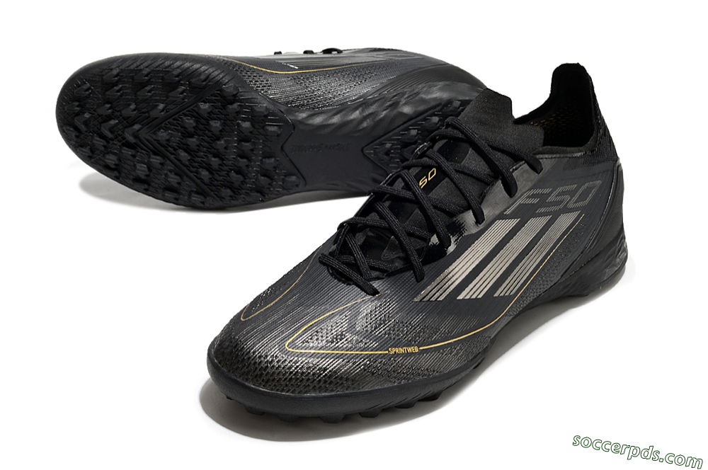 Adidas F50 Pro TF Low-Tops Football Shoes - Black/Silver/Gold 3