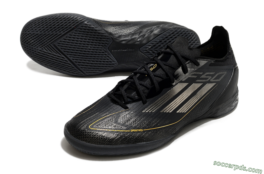 Adidas F50 Pro IC Low-Tops Football Shoes - Black/Silver/Gold 3