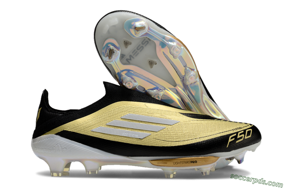 Adidas F50+ Lightstrike Pro Laceless FG Low-Tops Football Boots - Gold/Black/White 1