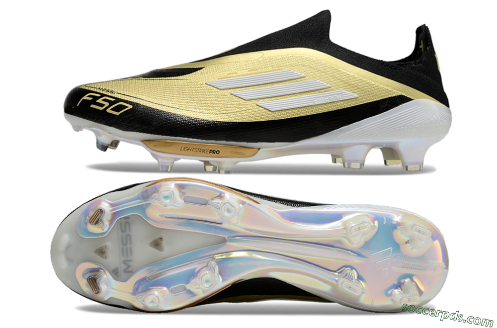 Adidas F50+ Lightstrike Pro Laceless FG Low-Tops Football Boots - Gold/Black/White 0