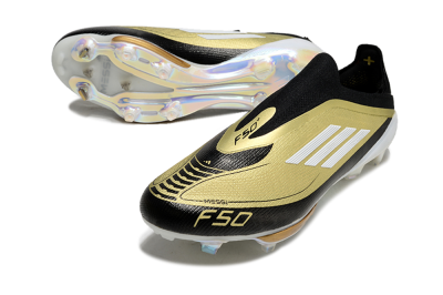 Adidas F50+ Lightstrike Pro Laceless FG Low-Tops Football Boots - Gold/Black/White