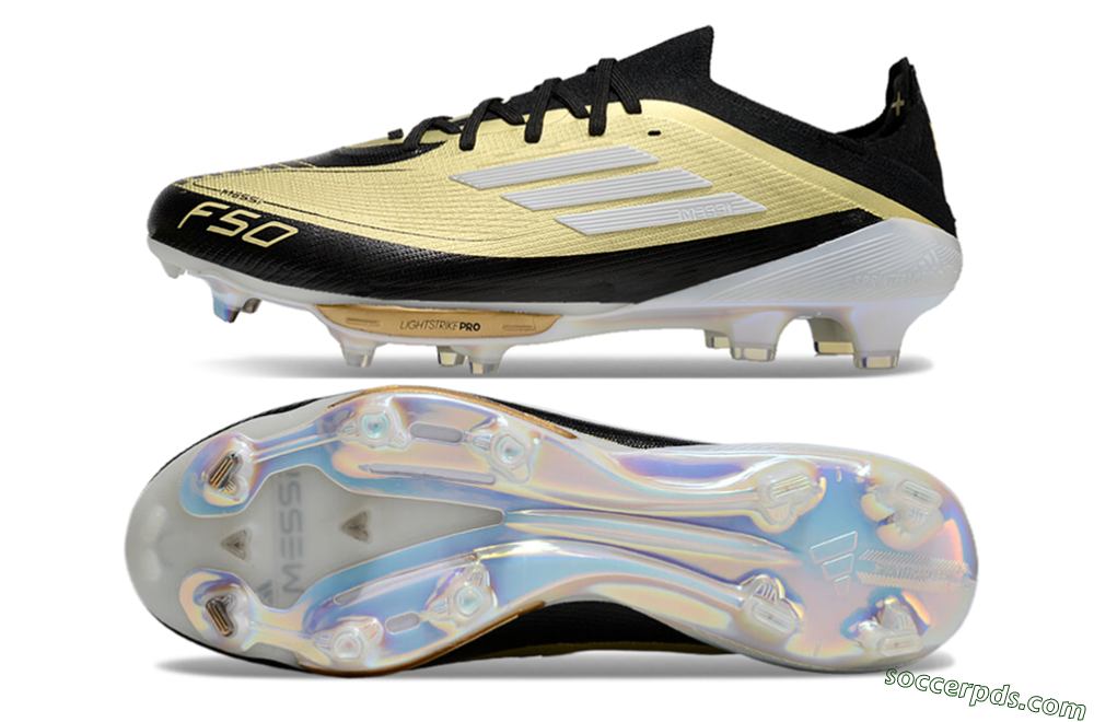 Adidas F50+ Lightstrike Pro FG Low-Tops Football Boots - Gold/Black/White 0