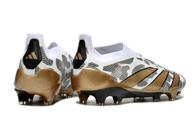 Adidas Predator Elite 24 Laceless FG Low-Tops Football Boots - White/Black/Gold