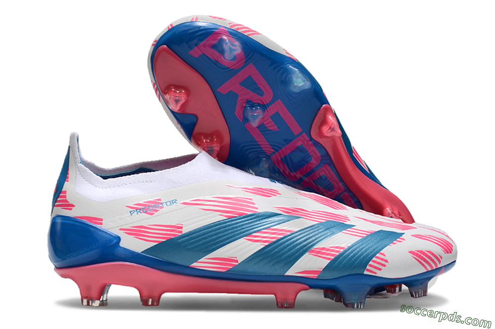 Adidas Predator Elite 24 Laceless FG Low-Tops Football Boots - White/Pink/Blue 1