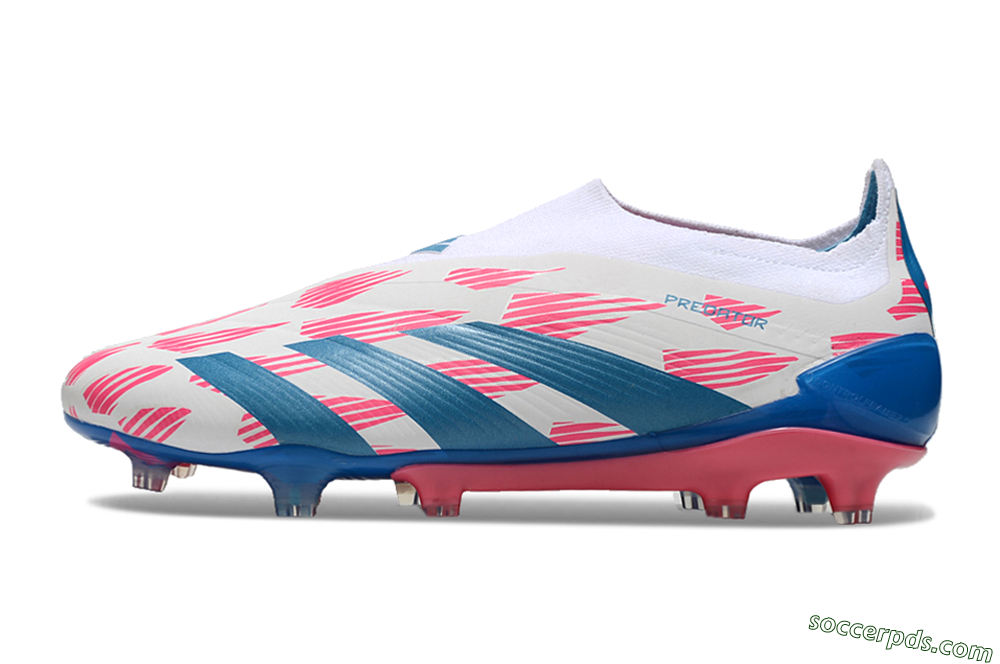 Adidas Predator Elite 24 Laceless FG Low-Tops Football Boots - White/Pink/Blue 2