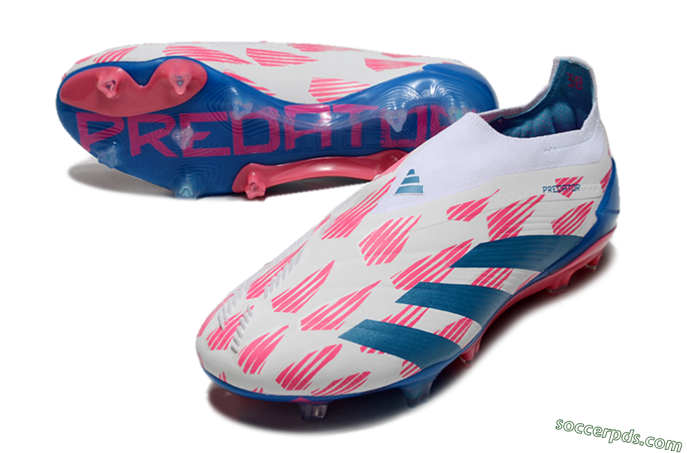 Adidas Predator Elite 24 Laceless FG Low-Tops Football Boots - White/Pink/Blue 3