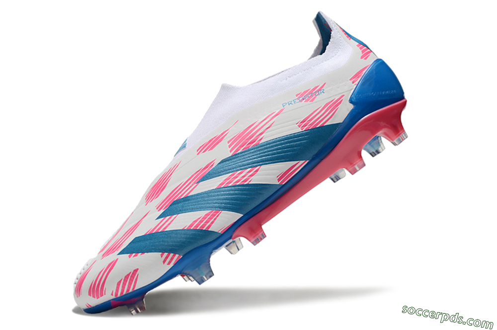 Adidas Predator Elite 24 Laceless FG Low-Tops Football Boots - White/Pink/Blue 5