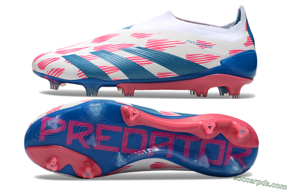 Adidas Predator Elite 24 Laceless FG Low-Tops Football Boots - White/Pink/Blue 0