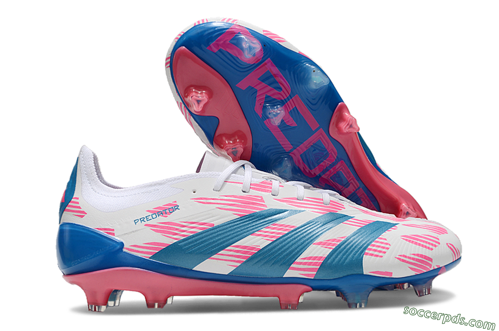 Adidas Predator 24 Elite FG Low-Tops Football Boots - White/Pink/Blue 1