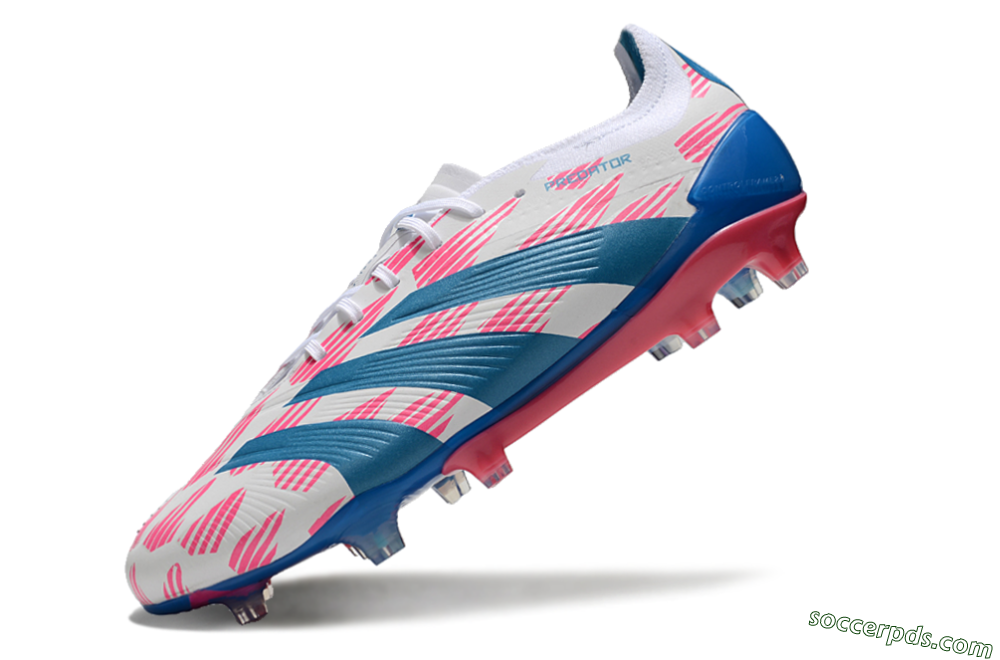 Adidas Predator 24 Elite FG Low-Tops Football Boots - White/Pink/Blue 5