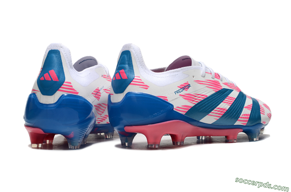 Adidas Predator 24 Elite FG Low-Tops Football Boots - White/Pink/Blue 6