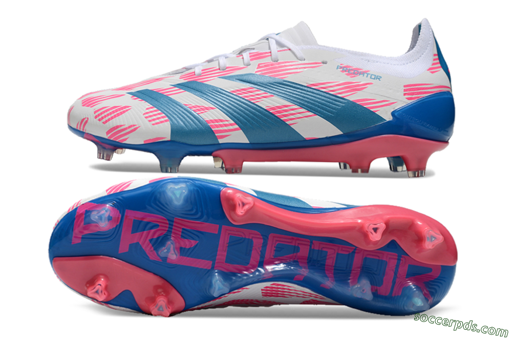 Adidas Predator 24 Elite FG Low-Tops Football Boots - White/Pink/Blue 0