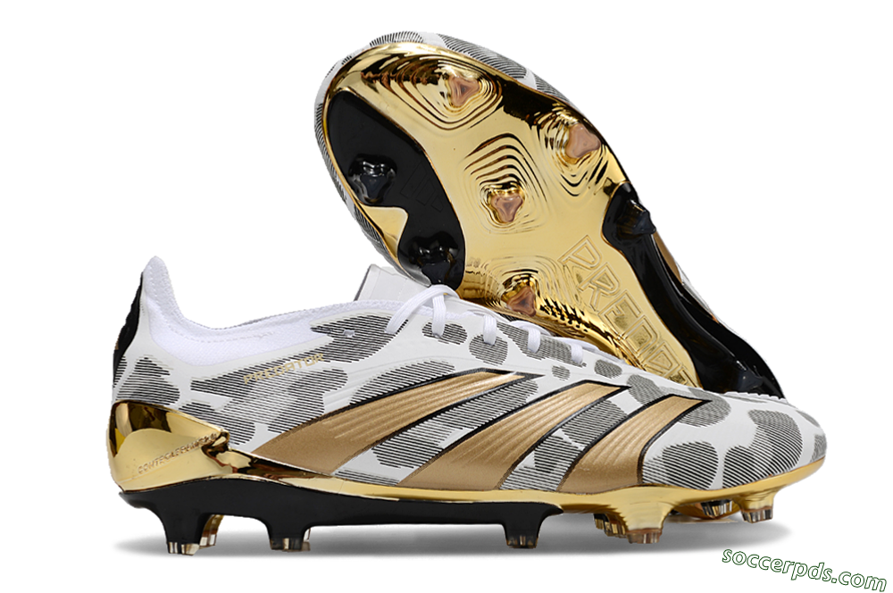 Adidas Predator 24 Elite FG Low-Tops Football Boots - White/Black/Gold 1