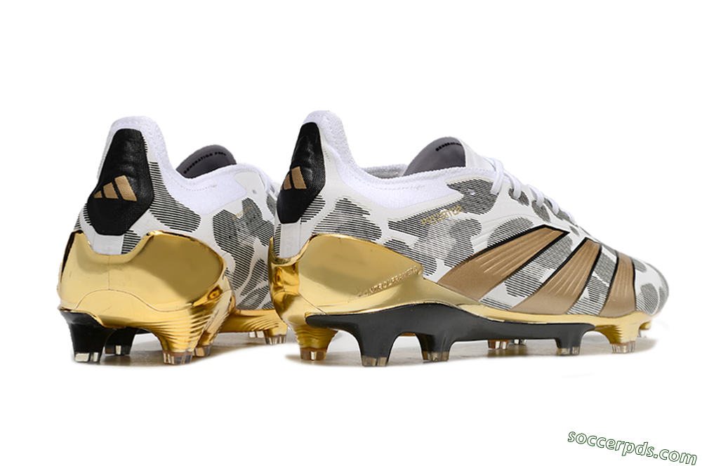 Adidas Predator 24 Elite FG Low-Tops Football Boots - White/Black/Gold 6