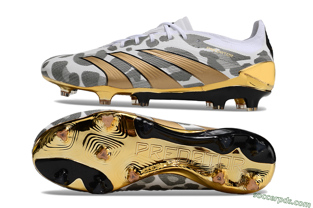 Adidas Predator 24 Elite FG Low-Tops Football Boots - White/Black/Gold 0