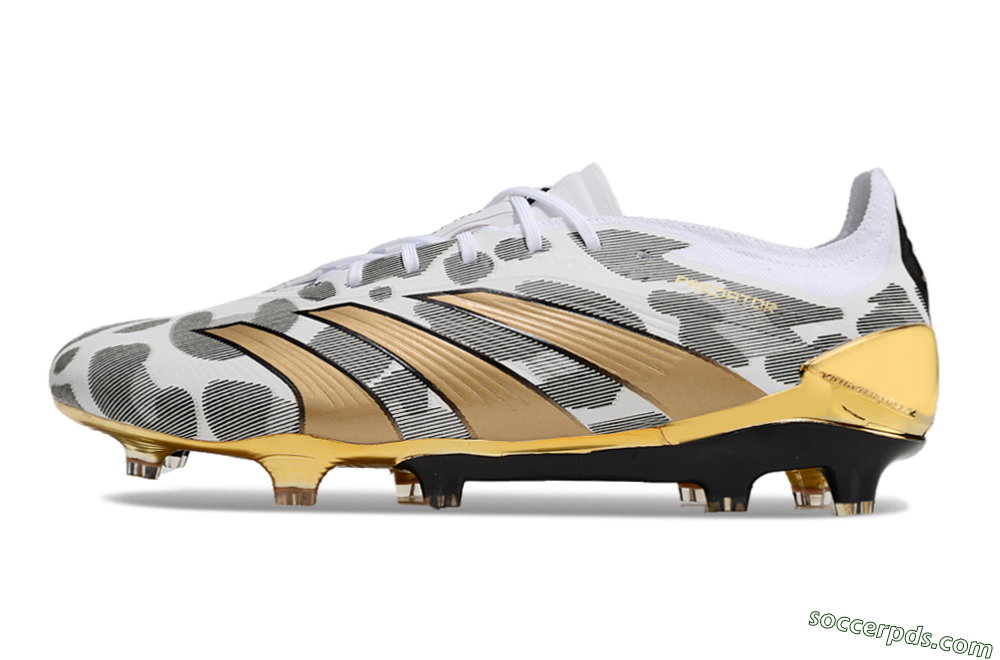 Adidas Predator 24 Elite FG Low-Tops Football Boots - White/Black/Gold 2