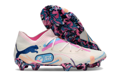 Puma Future Ultimate FG Low-Tops Football Boots - White/Pink/Blue