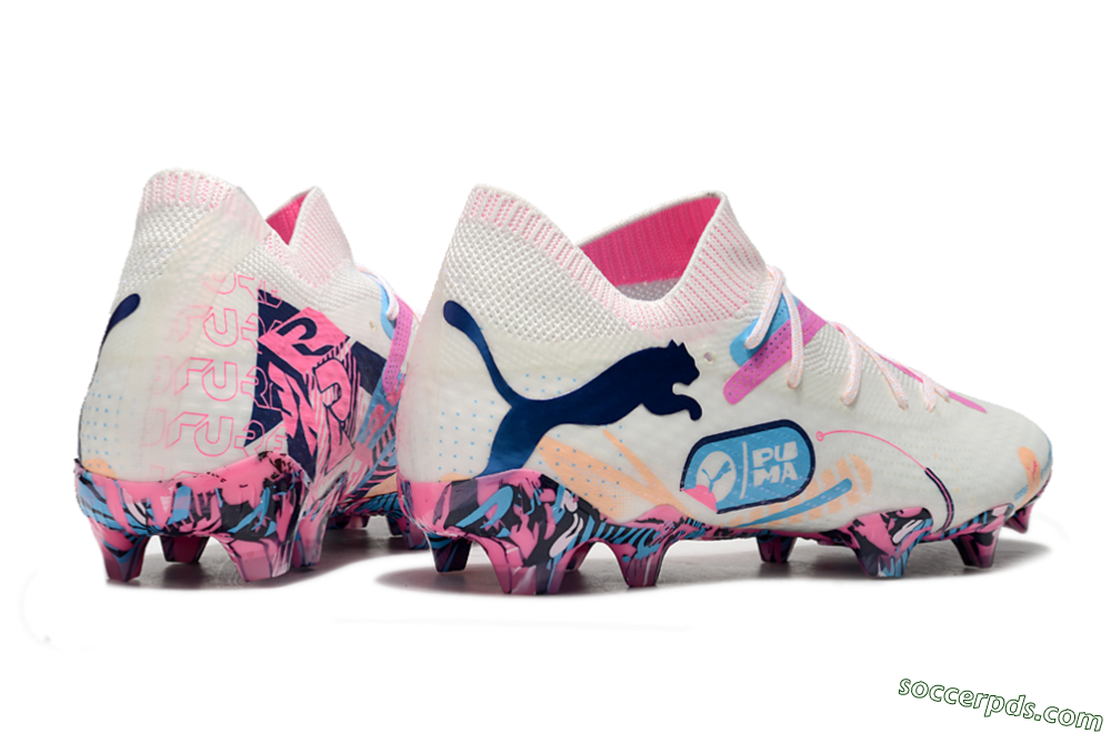 Puma Future Ultimate FG Low-Tops Football Boots - White/Pink/Blue 6
