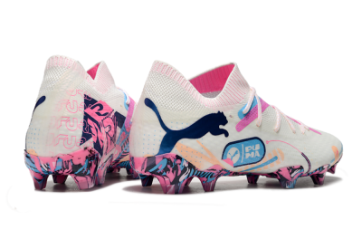 Puma Future Ultimate FG Low-Tops Football Boots - White/Pink/Blue