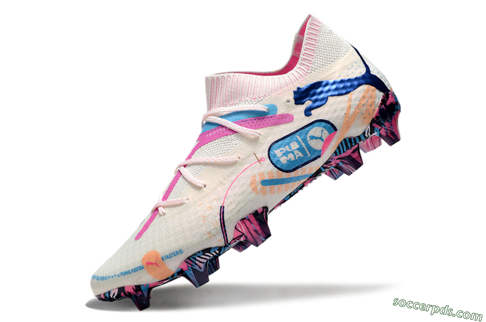 Puma Future Ultimate FG Low-Tops Football Boots - White/Pink/Blue 5