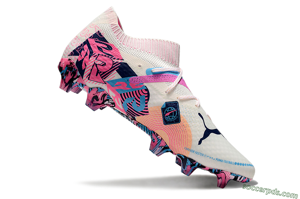 Puma Future Ultimate FG Low-Tops Football Boots - White/Pink/Blue 4