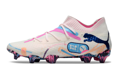 Puma Future Ultimate FG Low-Tops Football Boots - White/Pink/Blue