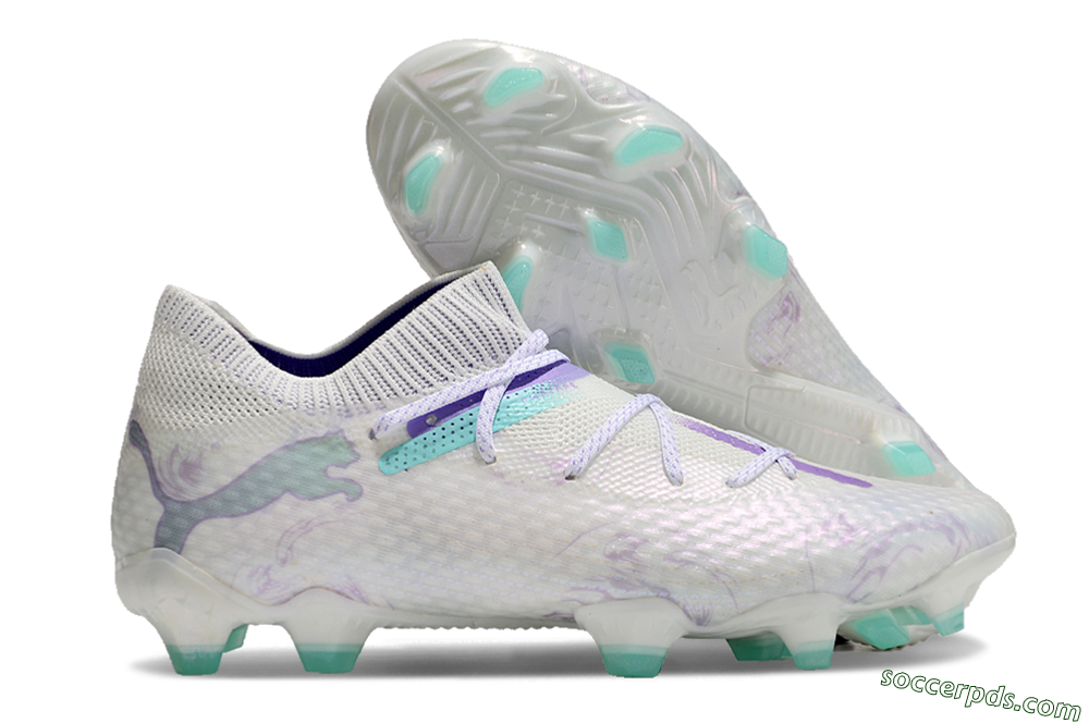 Puma Future Ultimate FG Low-Tops Football Boots - White/Purple/Jade 1