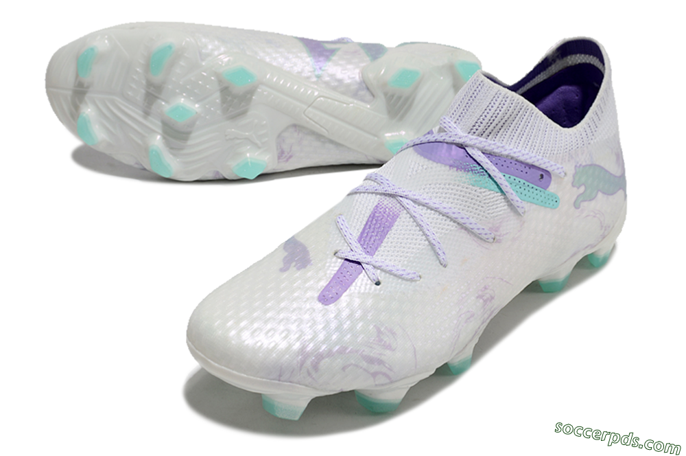 Puma Future Ultimate FG Low-Tops Football Boots - White/Purple/Jade 3