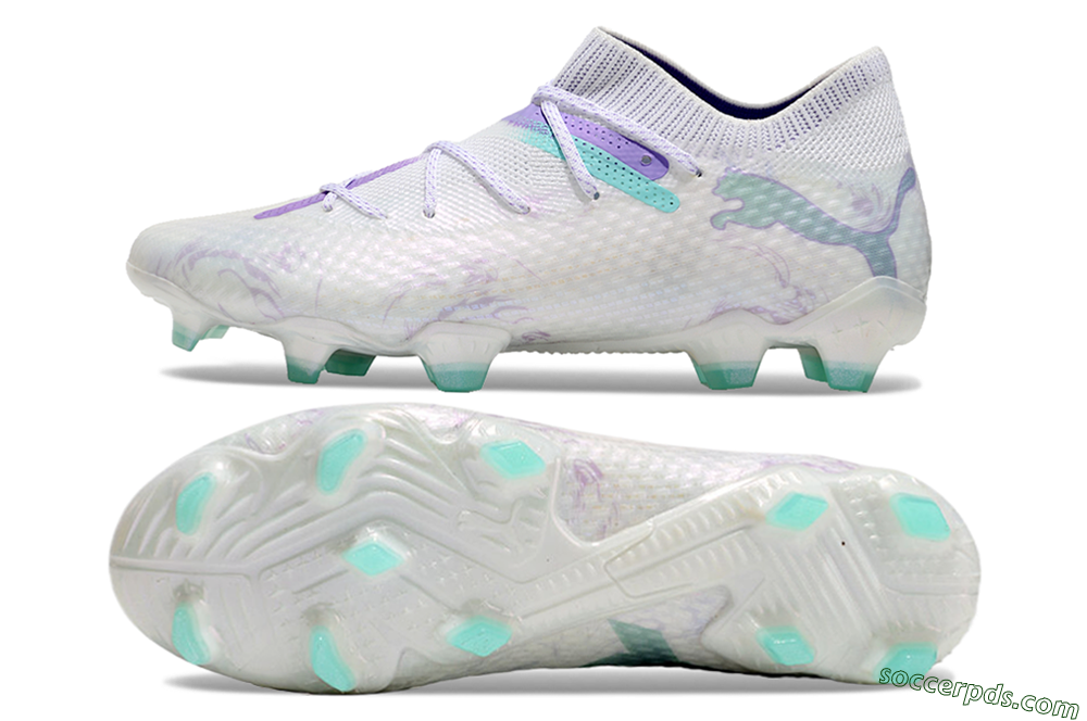 Puma Future Ultimate FG Low-Tops Football Boots - White/Purple/Jade 0