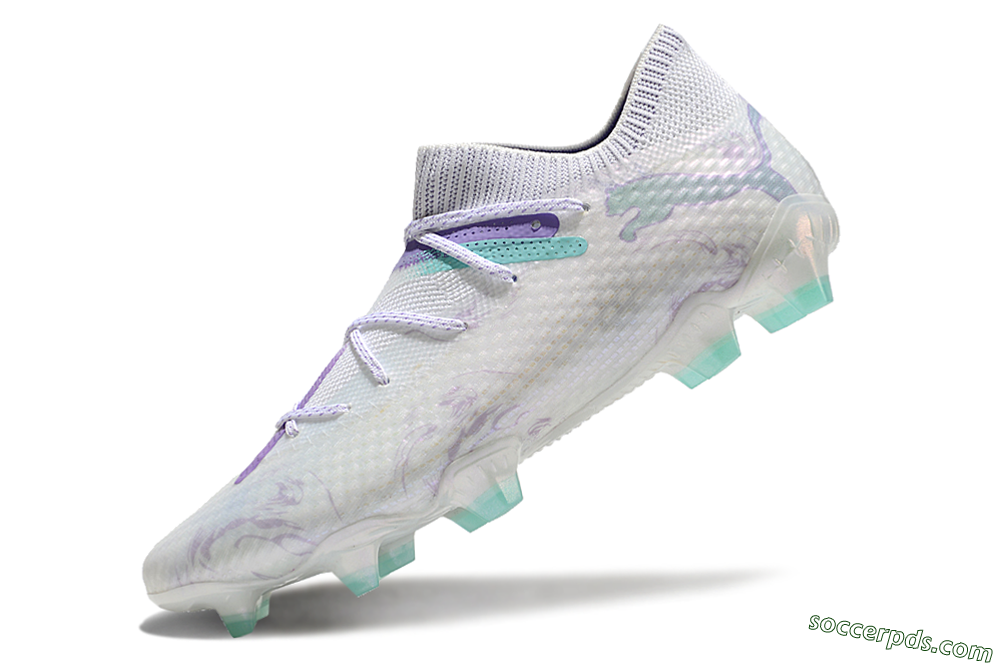 Puma Future Ultimate FG Low-Tops Football Boots - White/Purple/Jade 5