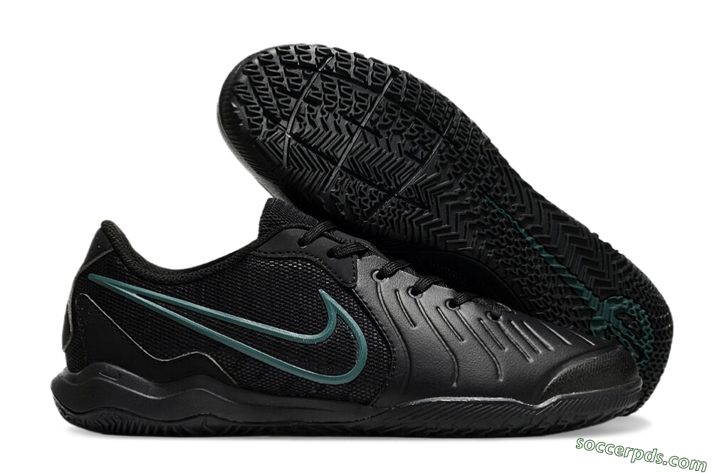 Nike Tiempo Legend 10 Academy IC Low-Tops Football Shoes - Black/Jade 1