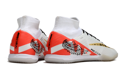 Nike Air Zoom Mercurial Superfly 9 Elite IC High-Tops Football Shoes - White/Gold/Red