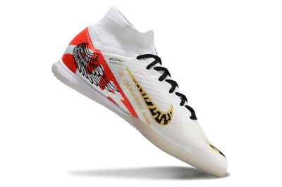 Nike Air Zoom Mercurial Superfly 9 Elite IC High-Tops Football Shoes - White/Gold/Red