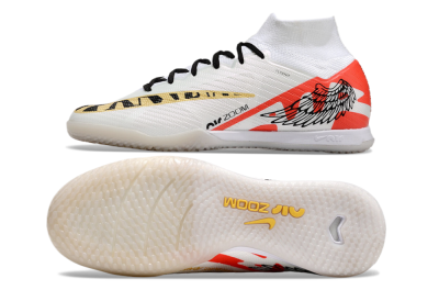 Nike Air Zoom Mercurial Superfly 9 Elite IC High-Tops Football Shoes - White/Gold/Red