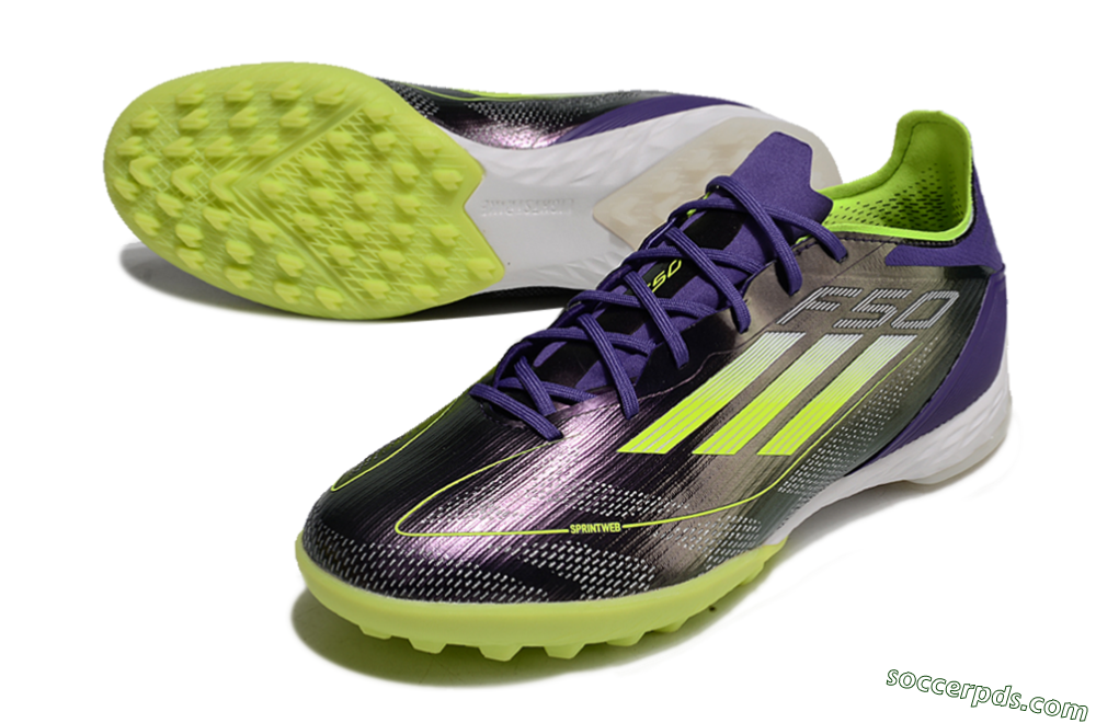 Adidas F50 Elite TF Low-Tops Football Shoes - Purple/Yellow/White 3